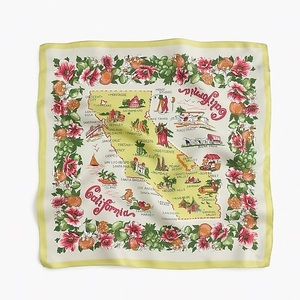 J. Crew Silk Scarf California Map Made in Italy